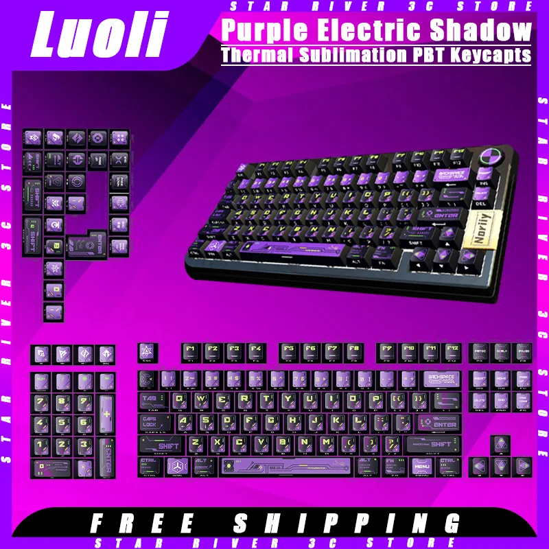 Imagem -01 - Luoli Electric Shadow Keycap Escultura Lateral Transparente Altura de Fábrica Original Sublimação Térmica Acessórios pc Gamer Roxo luoli electric shadow keycap escultura lateral transparente altura de fabrica original sublimacao termica acessorios pc gamer roxo 01