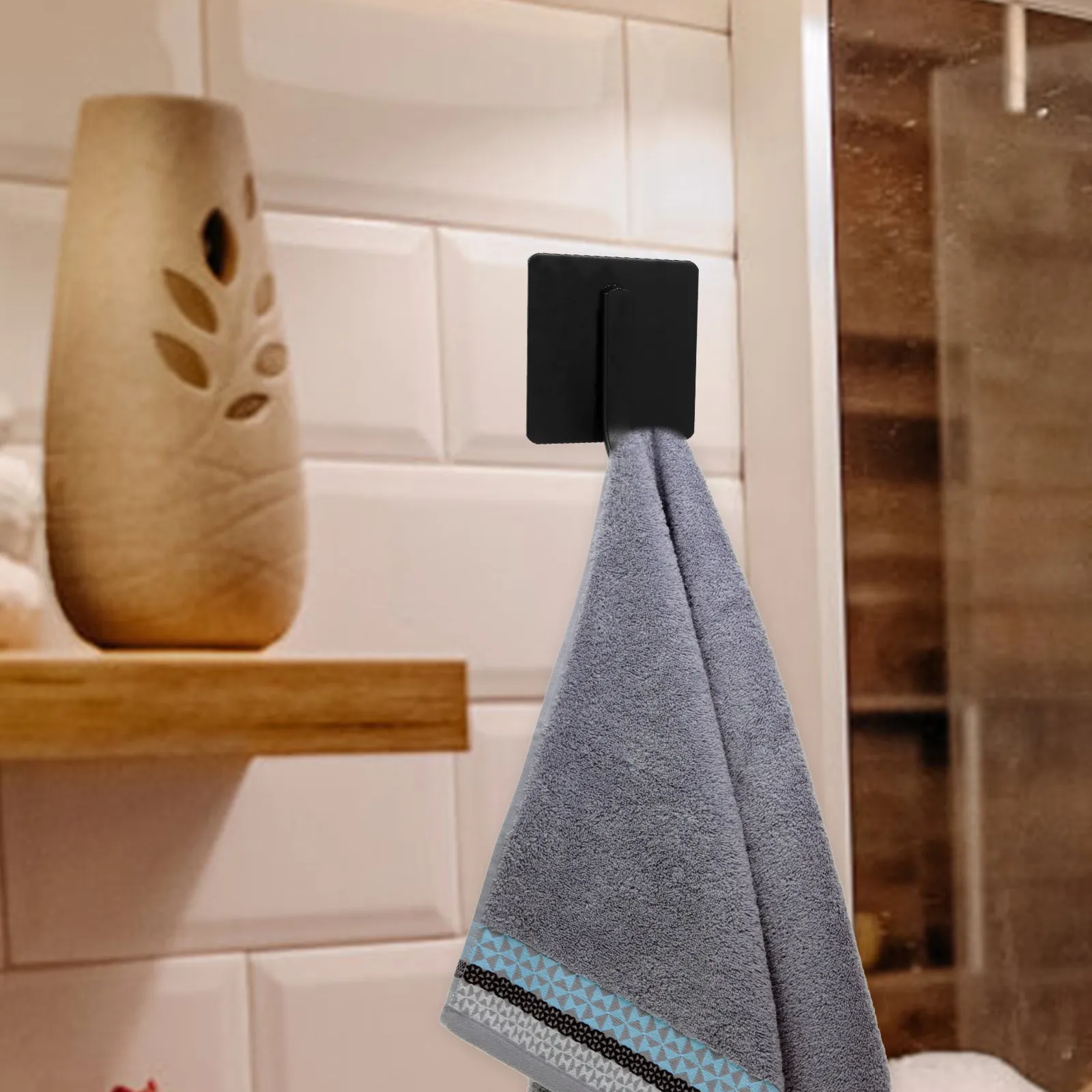 6Pcs Premium Carbon Steel Wall Hooks Adhesive Mounting for Bathroom Bedroom Hallway Clothes Towels Robes Hats Keys Decorative