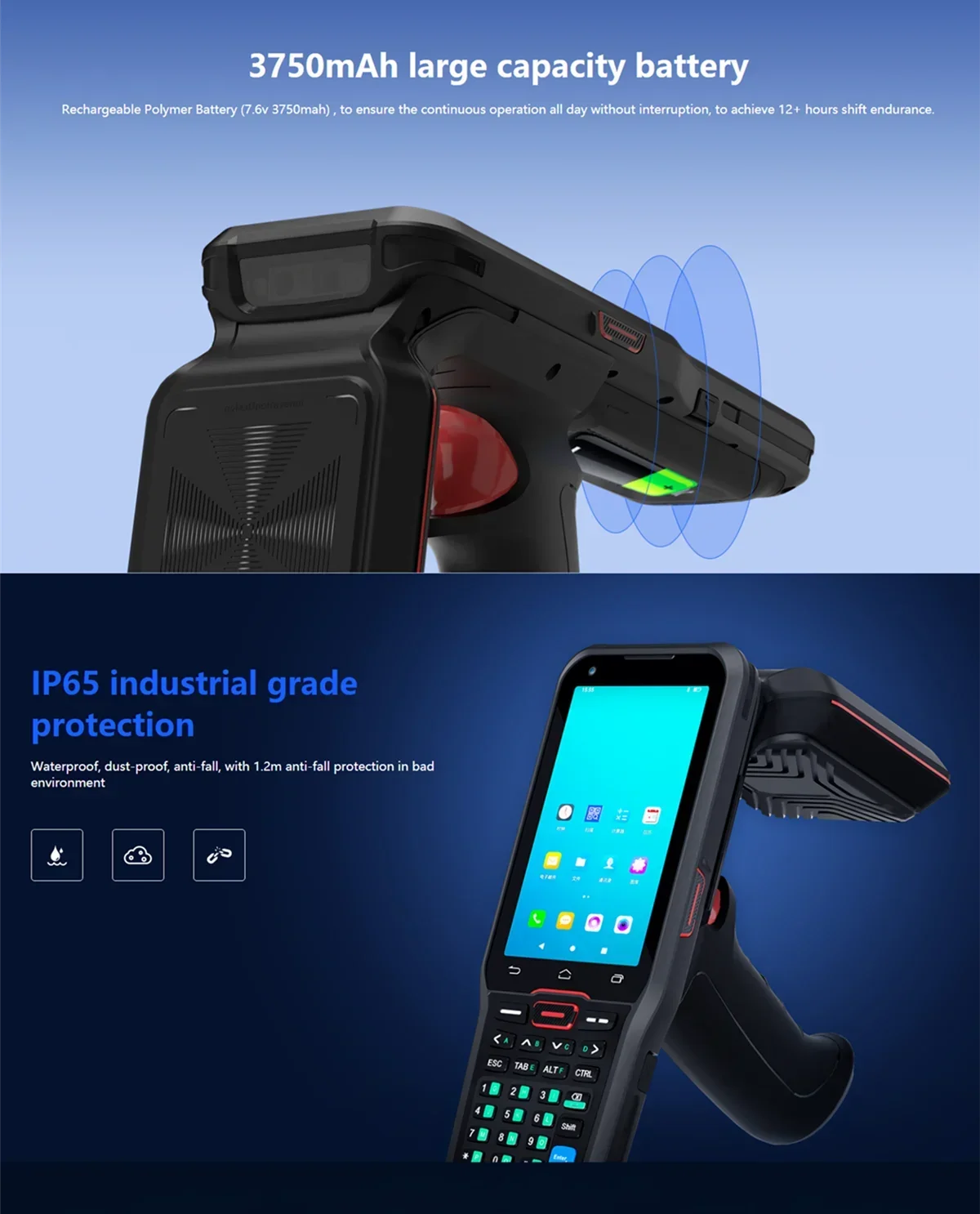 안드로이드 10 핸드헬드 Uhf Rfid Pda 장거리 스캐너 산업용 Rfid 리더 작가 제조업체 창고용 바코드 스캐너 PDA