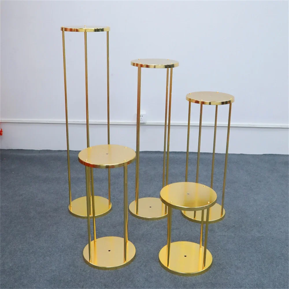 High Quality Gold Plating Shiny Road Guide Metal Frame Round 40/60/80/100cm Stand For Birthday Decoration Party Event Deco Props