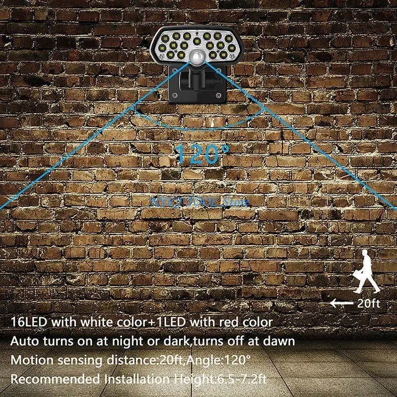 L8RC PIR Motion Solar LED Wall Light Waterproof Outdoor Lighting For