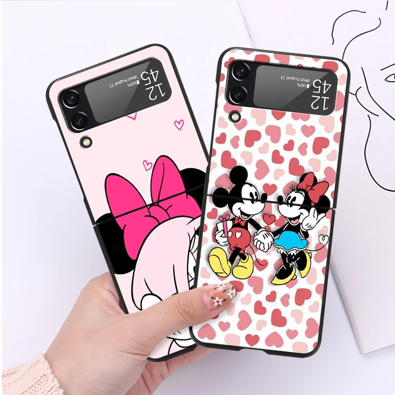 Phone Case for Samsung Z Flip4 Flip3 Flip 4 3 Galaxy ZFlip4 ZFlip3 ZFlip Hard PC Cases Pretty Minnie Daisy