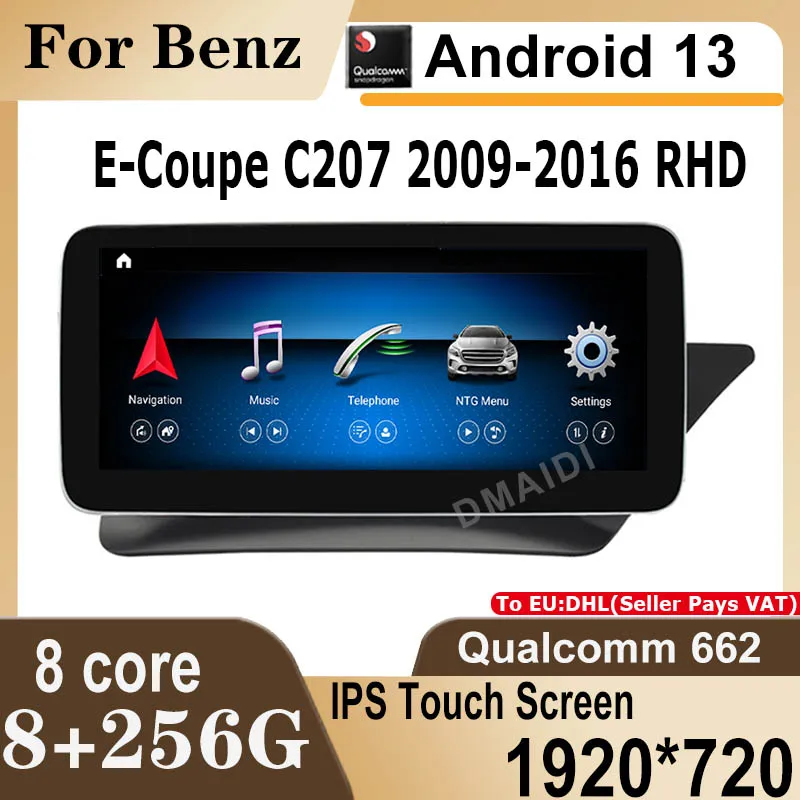 Car Multimedia Player For Mercedes Benz E Coupe 2-Door C207 E207 RHD Factory Price Qualcomm Android 13 Auto Radio Stereo Video