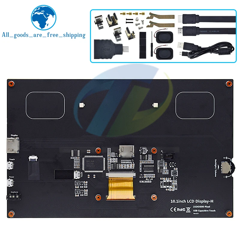 Imagem -03 - Módulo de Exibição Lcd Compatível com Tzt-hdmi 10.1 Tela de Toque Capacitiva 1024x600 Ips hd Visualização para Raspberry pi b 3b Mais 4b