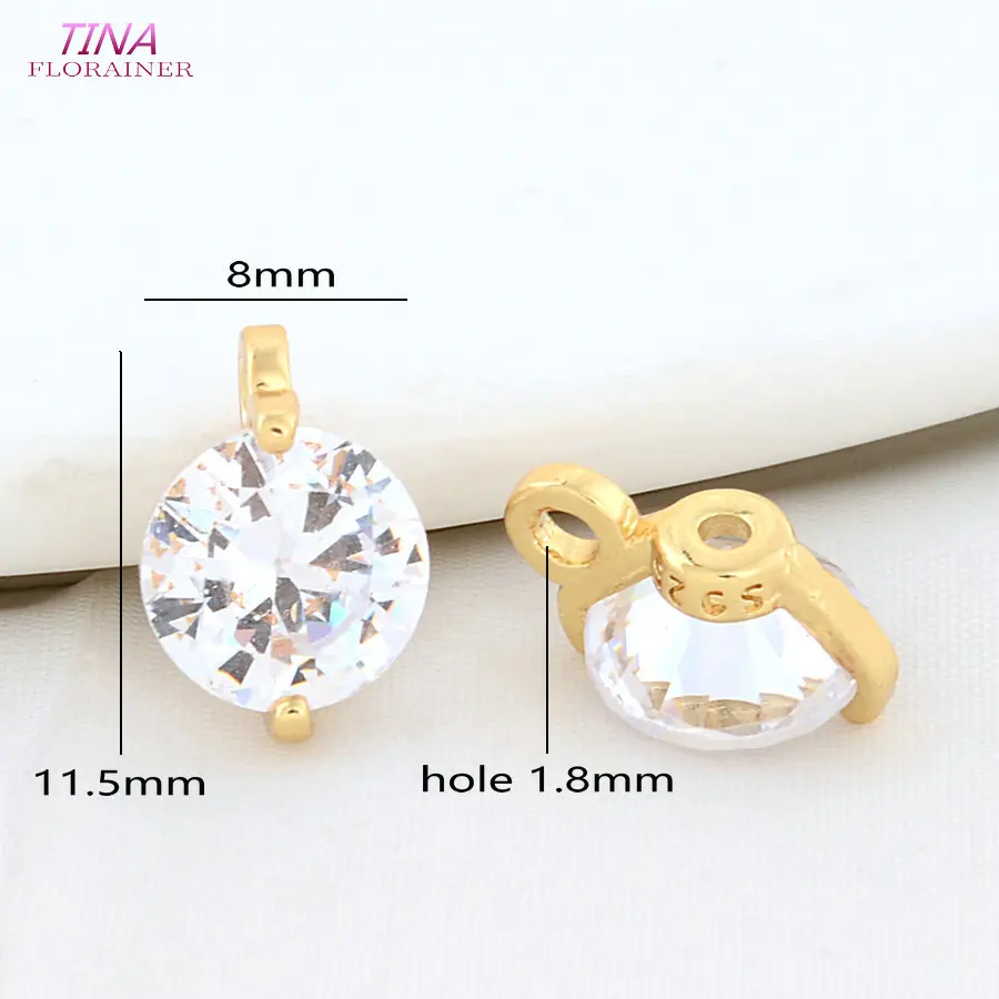 10PCS 8*11.5MM 18K Gold Color Plated and Zircon Round Charms Pendants For Necklace Jewelry Supplies Diy Accessories Wholesale