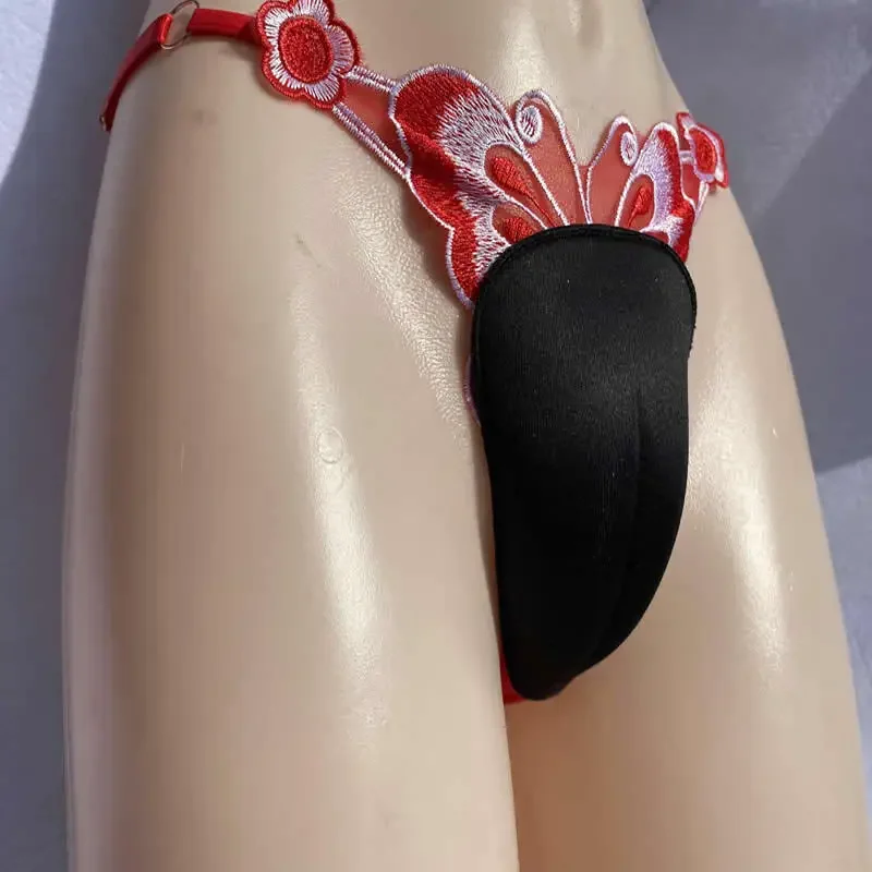 Butterfly Embroidery Control Panty Gaff Lingerie Crossdresser Transgender Underwear Shemale Camel Toe Panties Adjustable Thong