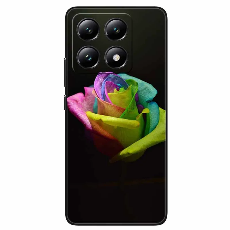 Phone Cover for Xiaomi 14T Pro Case Flowers Printing Silicon Soft TPU Coque for Xiaomi 14T Back Shells Covers 14 t Black Bumpers