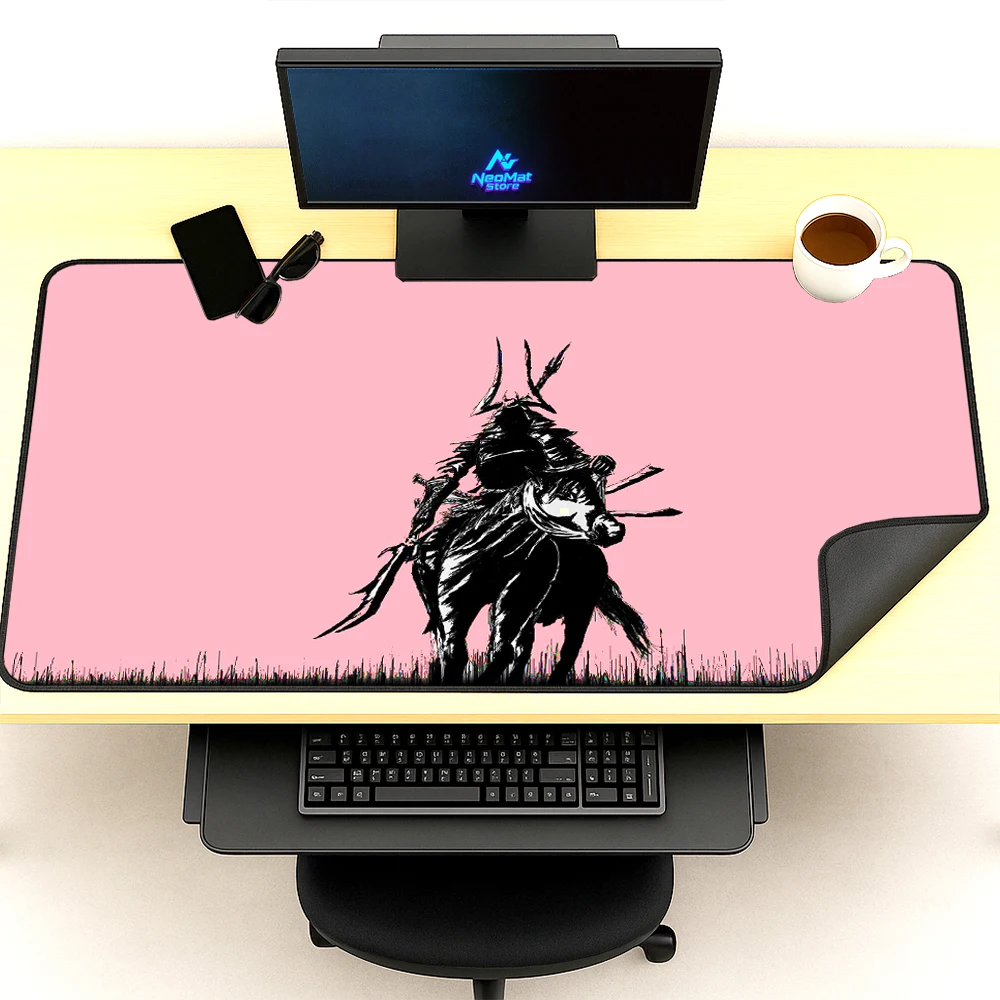 Samurai Playmat Oversized Pink Desk Gaming Nonslip Rubber Base Office Pad 1400x600mm Durable Computer Accessories Desk Mat
