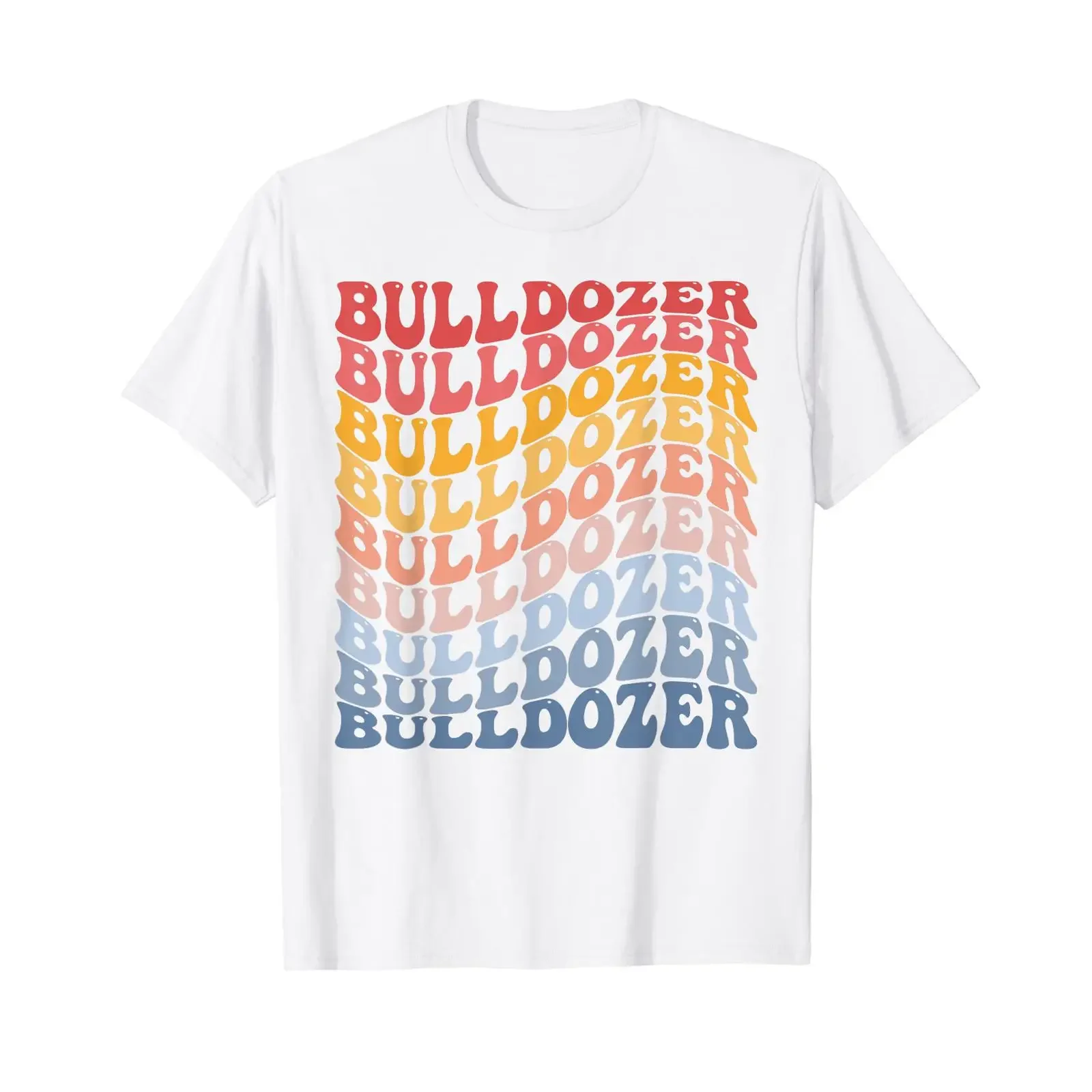 Bulldozer Groovy T Shirt White vintage Washed graphic fashion Stylish Breathable streetwear Slightly Soft Stretched Casual