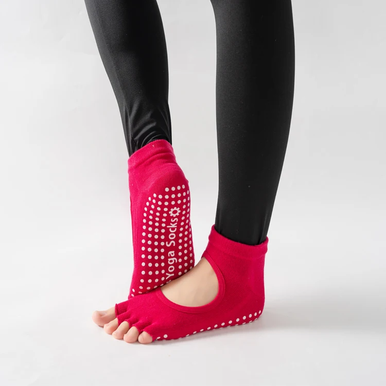 Frauen rücken freie Fünf-Zehen-Yoga-Socken rutsch feste Baumwolle Damen tanzen Balletts ocken öffnen halb atmungsaktive Fitness-Sports ocke für Pilates – Detail 8