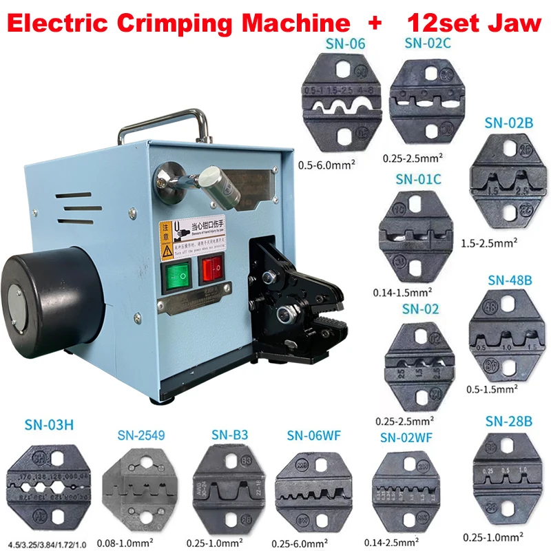 Máquina de prensado de terminales eléctricos, crimpadora de aislamiento accionada por energía, terminales de prensado eléctricos con mordazas reemplazables