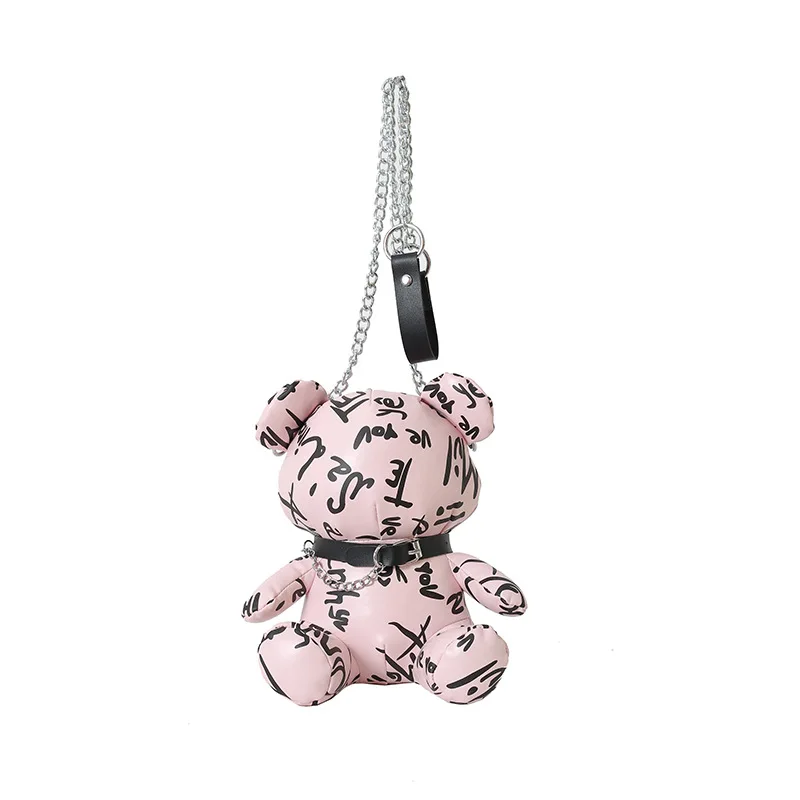 

Cute Graffiti Cartoon Bear Purses and Handbags For Female Fashion Designer Chain Shoulder Bags Girls Casual Crossbody Bag