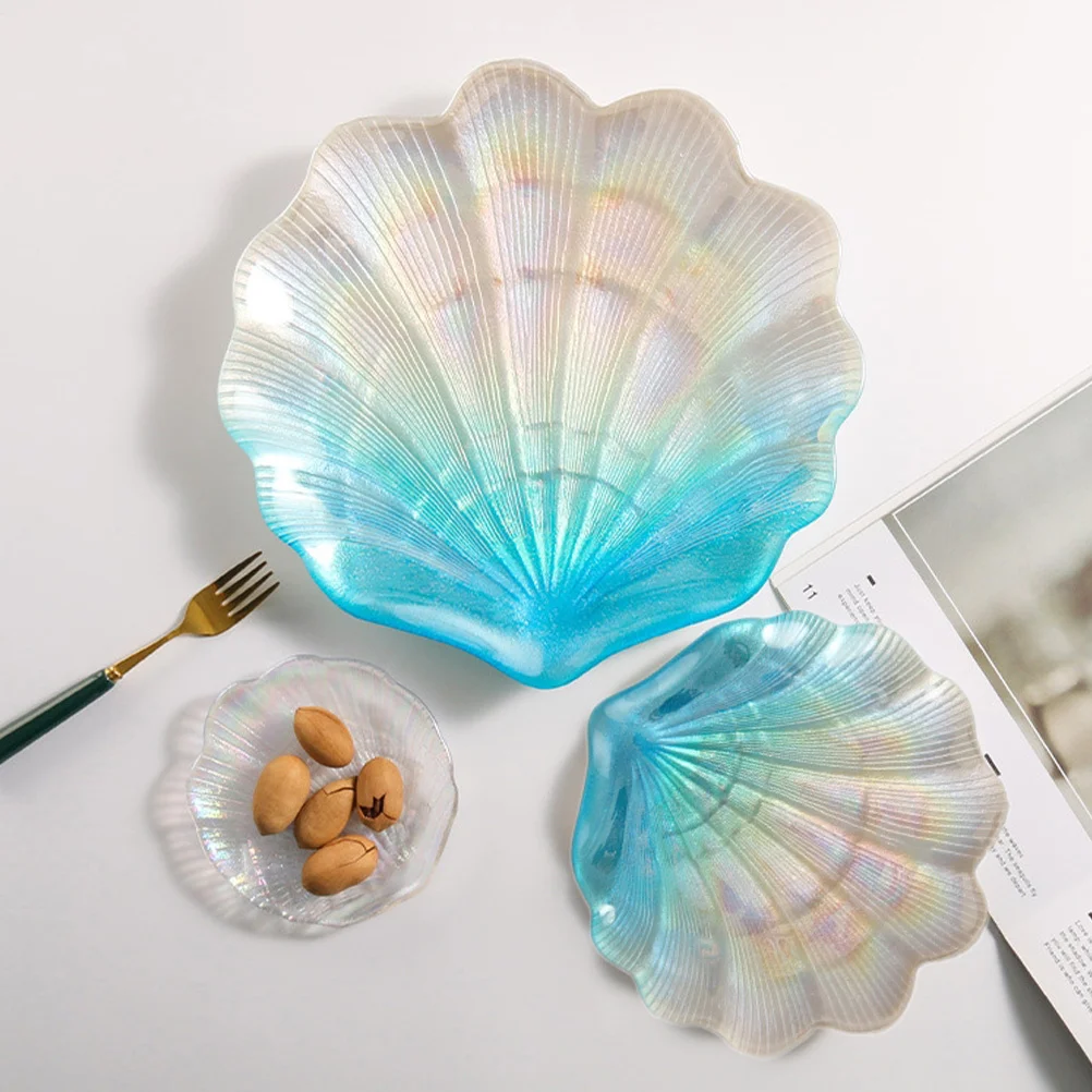 

1Pcs Retro Blue Shell Jewelry Storage Tray Glass Decorative Plate Necklace Bracelet Ring Display Organizer Jewelry Storage Tray