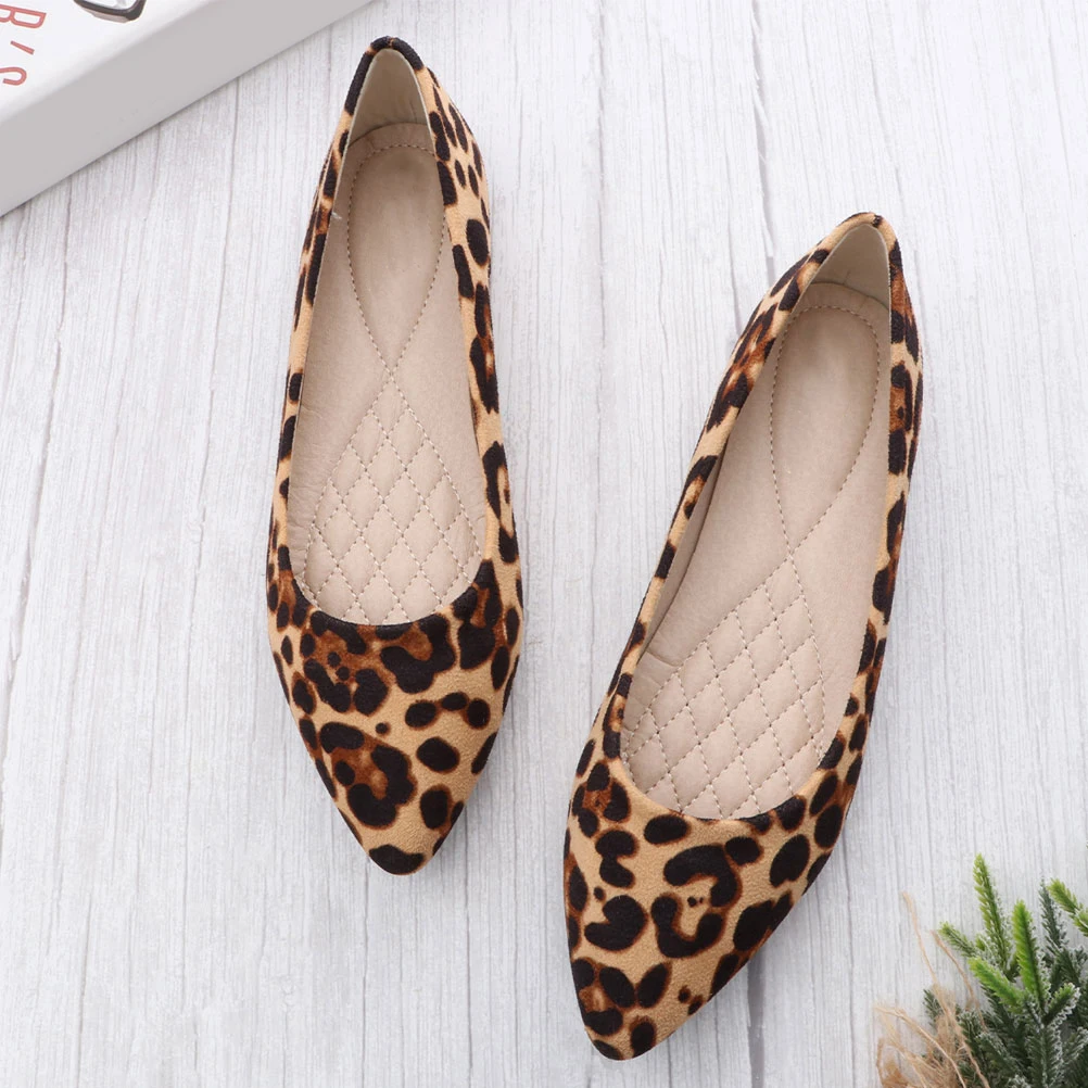 

Leopard Print Flat Comfortable Walking Casual Pointy Women Shoes Lady Flats Breathable Elegant Design Birthday Gift Female