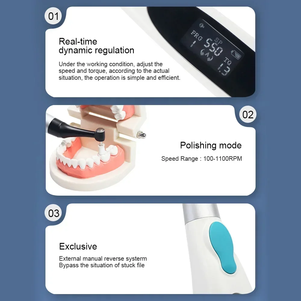 ELIJAH Tandheelkundige Endomotor 16:1 Contra Hoek Endodontische Oplaadbare Draadloze Wortelkanaalbehandeling Therapie Apparaat 9 Vooraf ingestelde