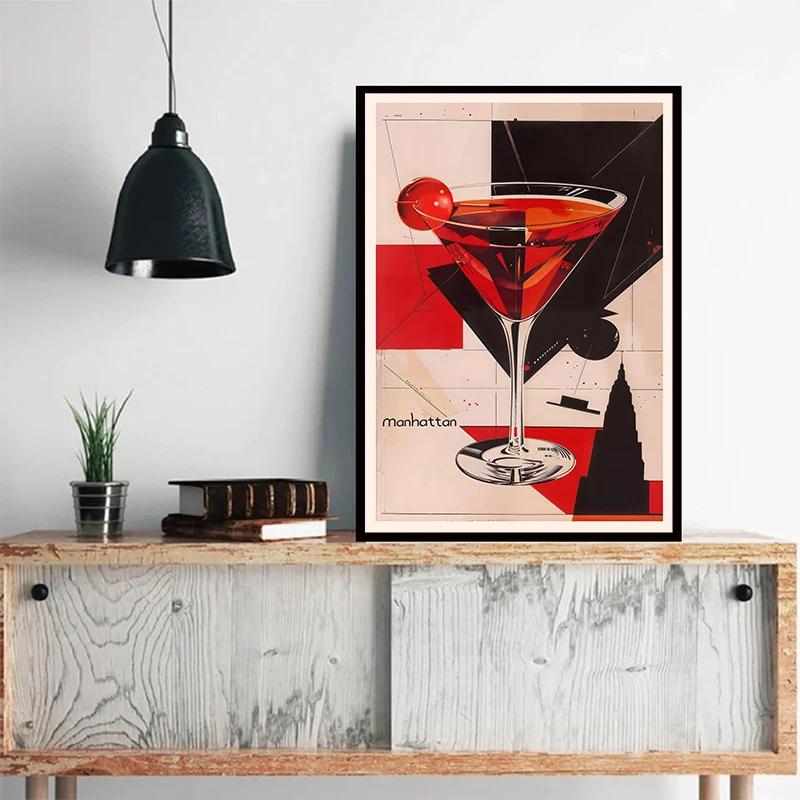 Vintage Wine Martini Negroni Martini Cocktail Poster Bar Wall Retro Canvas Painting Wine Painting Club Shop Home Decor Gifts