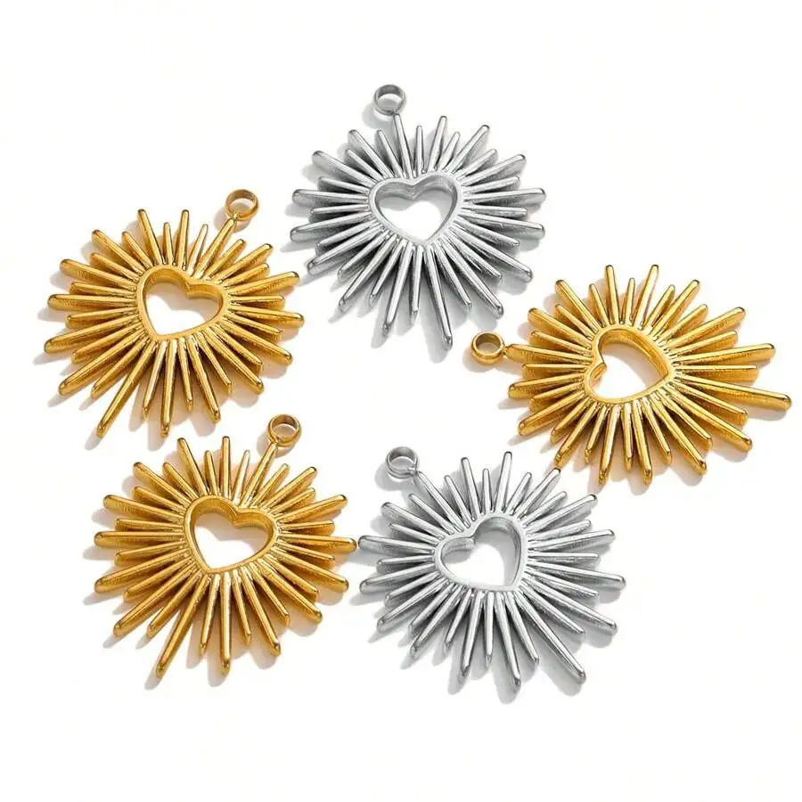 4pcs Gold Plated Stainless Steel Astral Heart Charms For Jewelry Making DIY Earring Pendants Making Supplies Accessories Parts