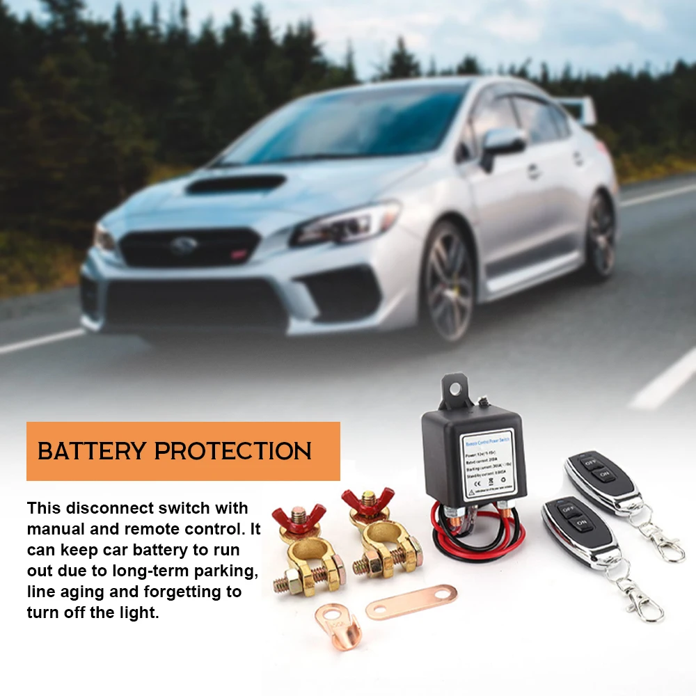 

Kill Switch for Car Remote Battery Disconnect Switch 12V/24V 200A Remote Control Anti-Theft Car Battery Kill Switch Automatic
