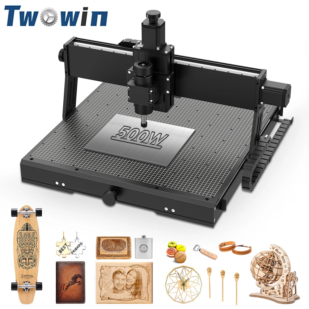 TWOWIN 4540 Plus CNC Router,3-Axis Ball Screw CNC Full kit Linear Rail Precise CNC Router,Laser Engraving Machine for Metal Wood