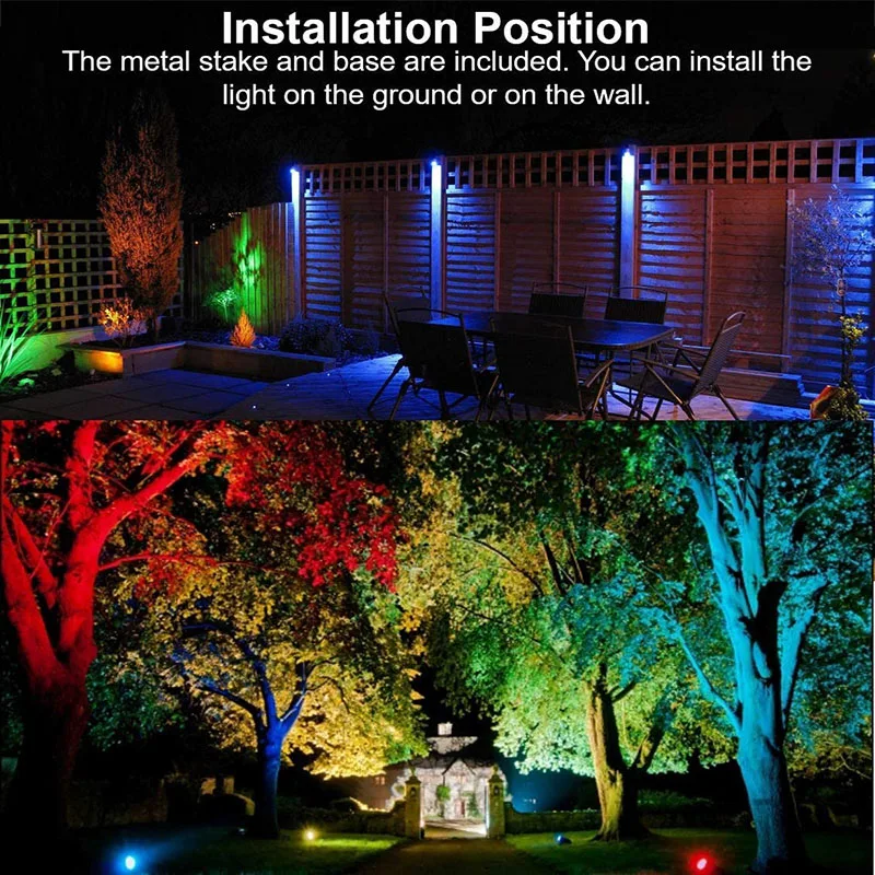 10W Outdoor RGB Garden Lamp Waterproof LED Lawn Light With Remote Control Spike Spotlight For Landscape Tree Holiday Lighting