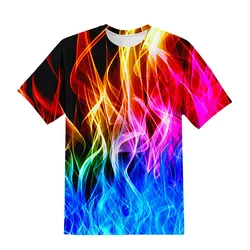 kids T-Shirts 3D Print Flame lightning Pattern Round Neck T-Shirts Casual Boys Girls Tops Oversized Fashion Kids Tees Clothing