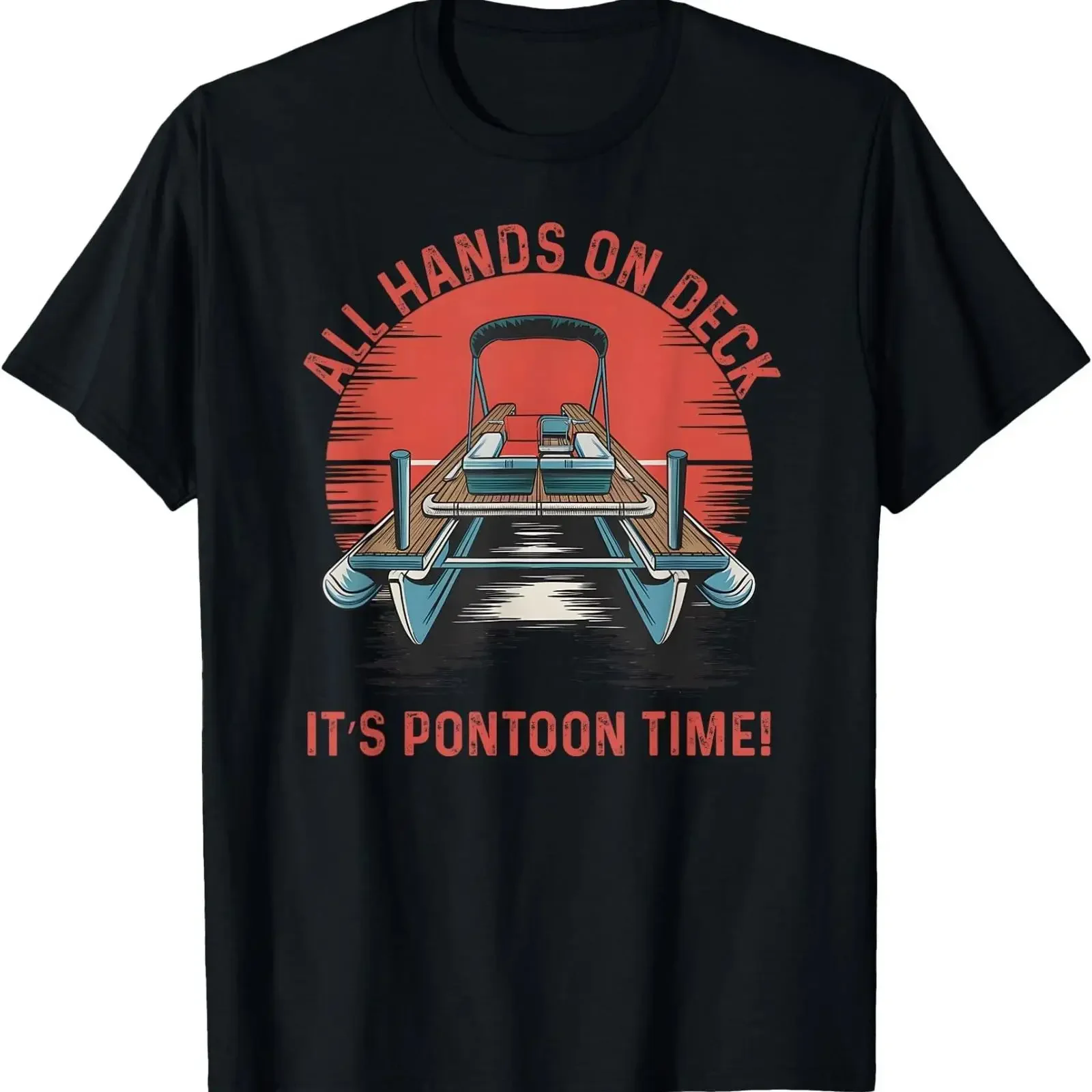 Funny Pontoon Lover Boat Captain Boating T Shirt vintage Washed Slightly Casual homme Versatile Soft Stylish graphic Unisex