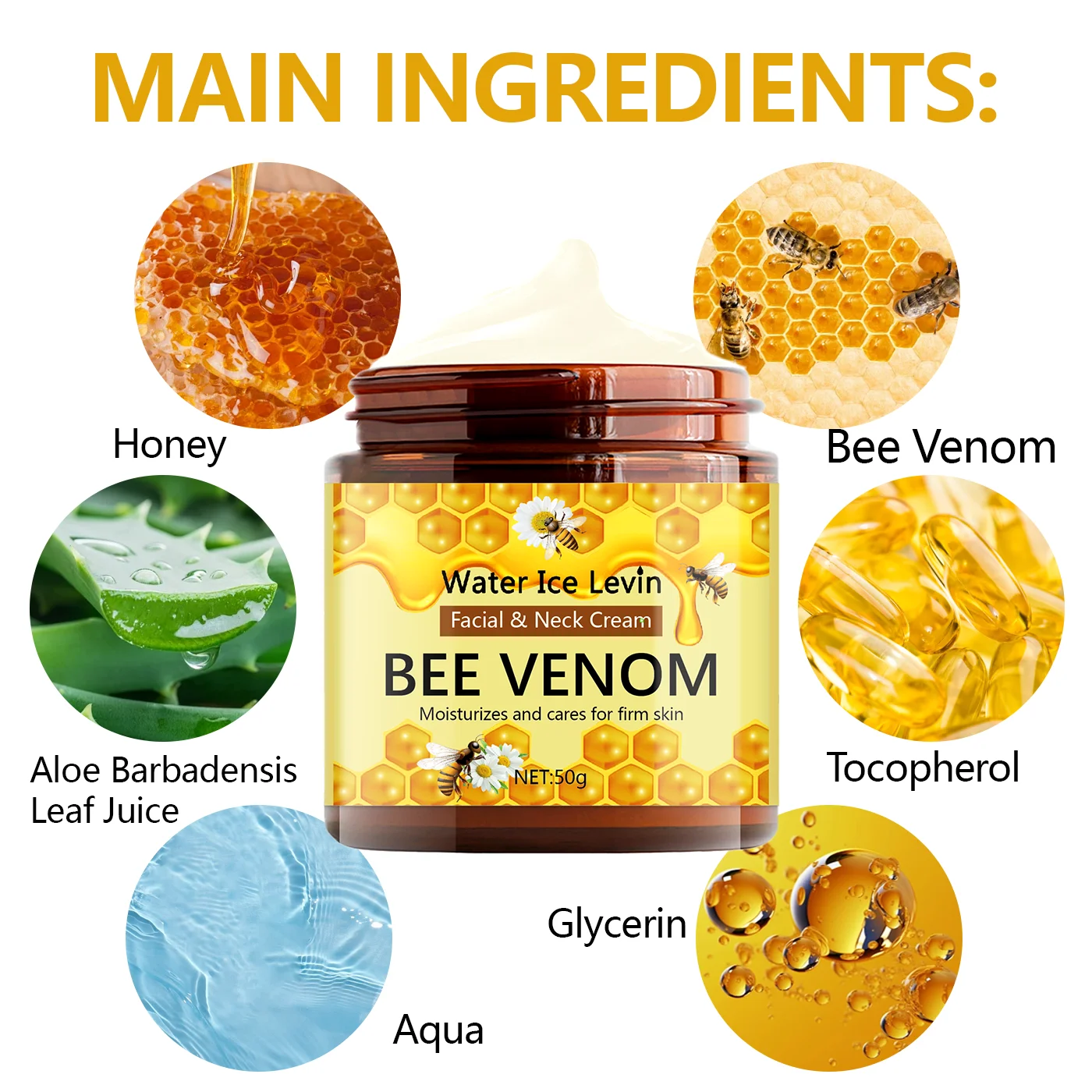 Bee Venom Cream Face Whitening Cream Remove Dark Spots Fade Freckle Melanin Anti Wrinkle Aging Moisturizing Brighten Skin