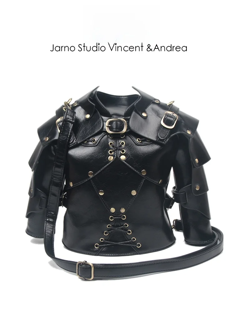 

Unique Retro Punk Gothic Style Crossbody Bag Design Sensation Lolita Handbag Jarno Brand Rivet Detail Casual Leisure