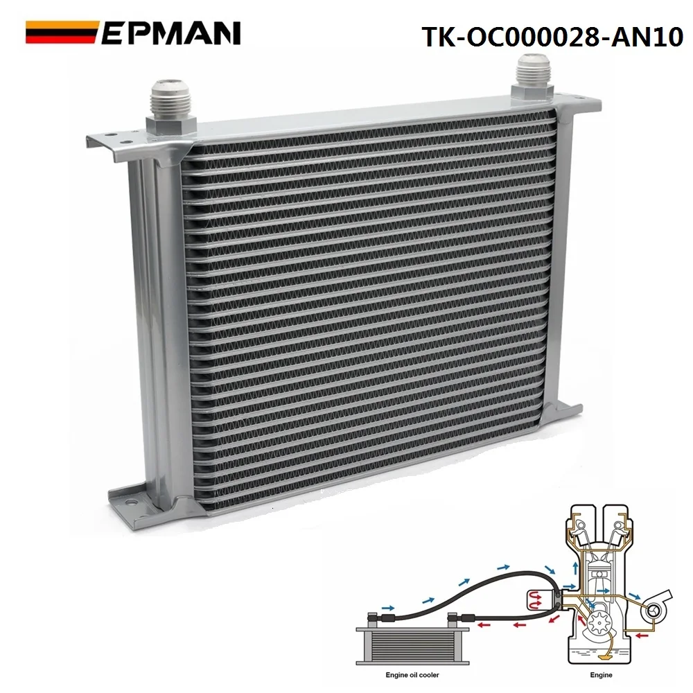 Universal 28-Rows AN10 Auminum Engine Transmission Oil Cooler Sliver British Type Cooler TK-OC000028-AN10