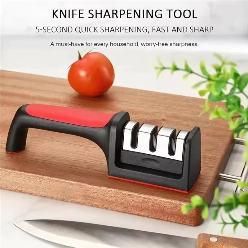 3/4 Segment Knife Sharpener Kitchen Multifunctional Handheld Fast Sharpening Stone Three-stage Cutting Knife Kitchen Supplies