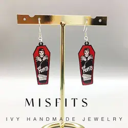 Misfits Coffin Dangle Earrings Punk Gothi Stylec Misfits Coffin Earrings for Women Customizab Funny Jewelry Gift for Friend Kids