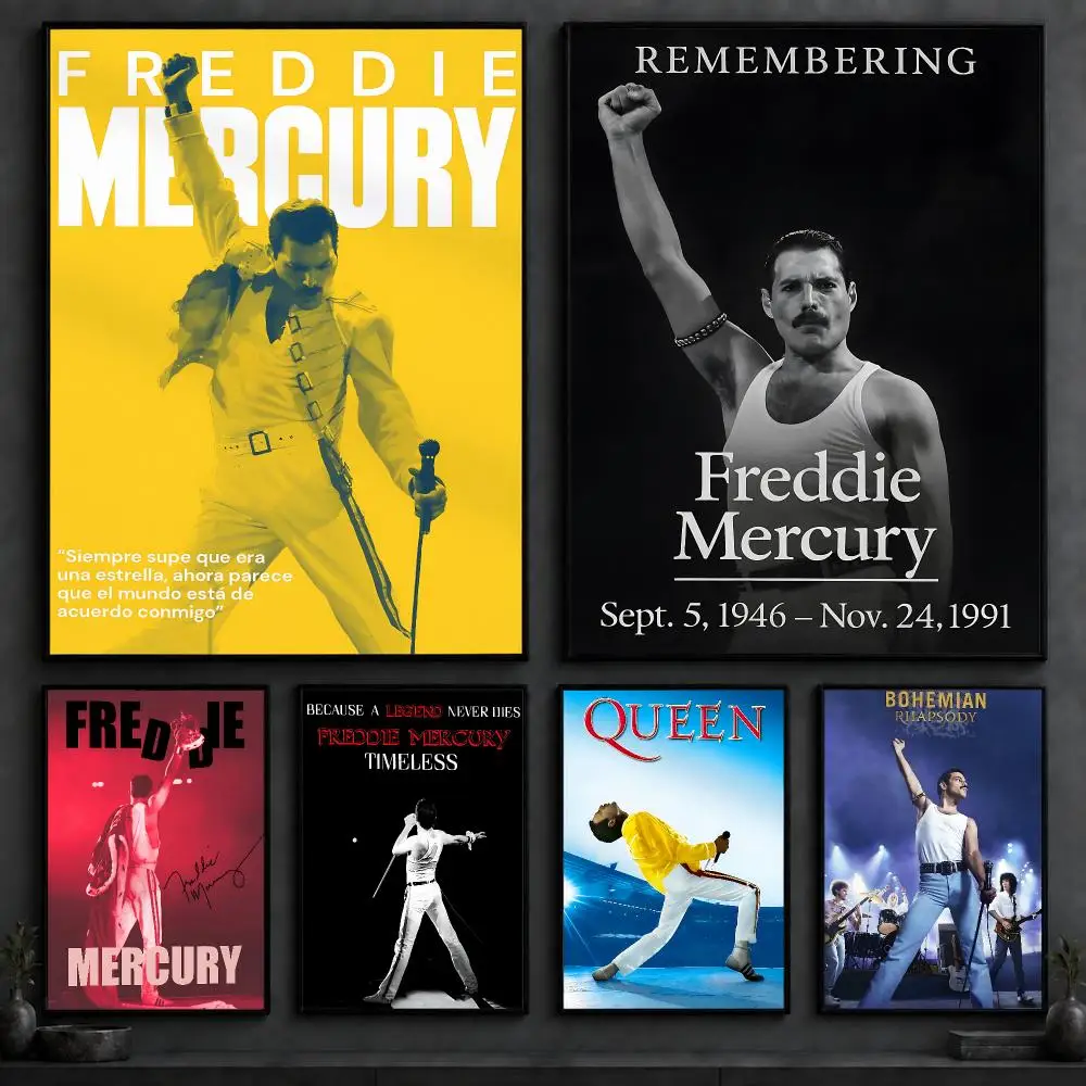 Singer F-Freddie MercuryS Poster Art  Self-Adhesive No Glue Residue Wall Decor for Bedroom Living Room