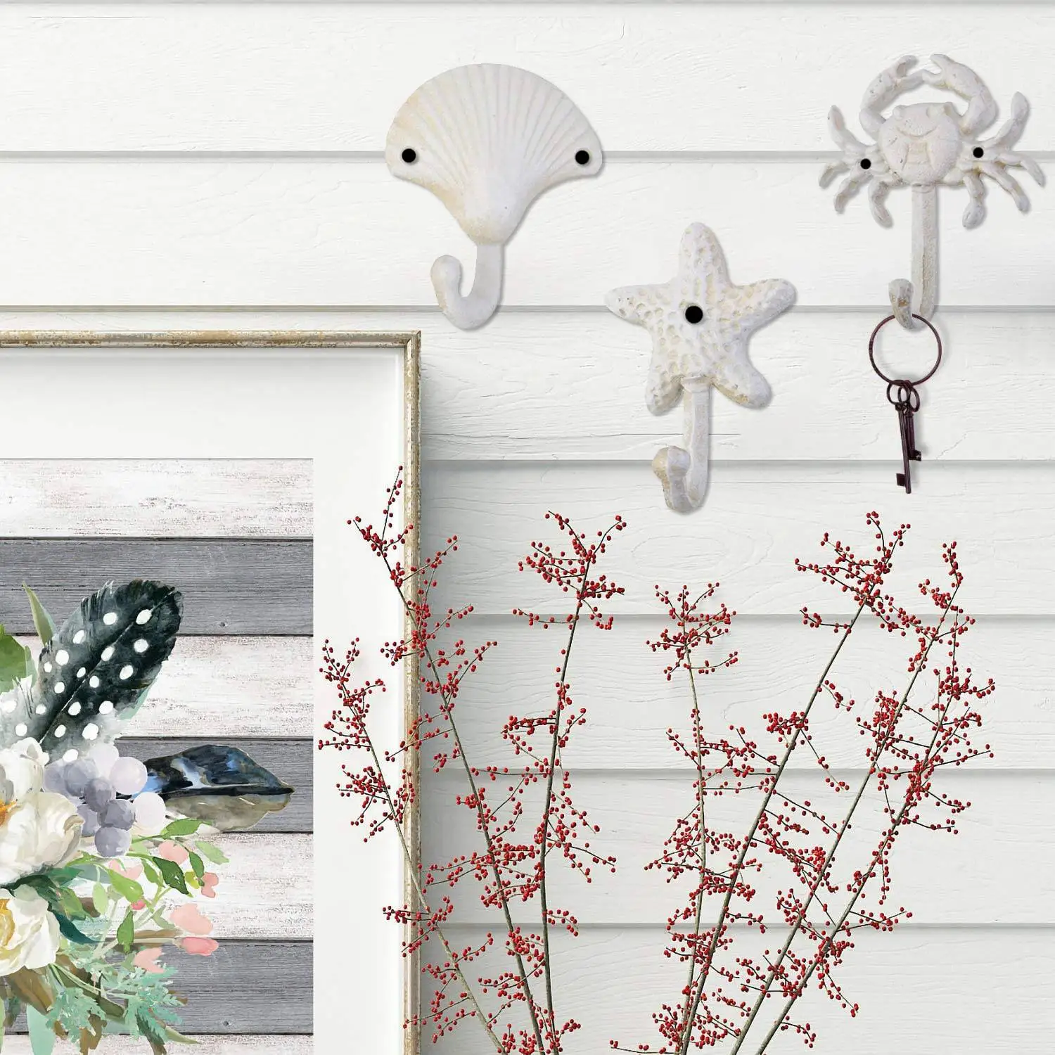 Чугунные декоративные настенные крючки в виде морской звезды, пальто, фартуки, шапки, крючки для полотенец, пляжная тема океана, шикарные металлические крючки HY