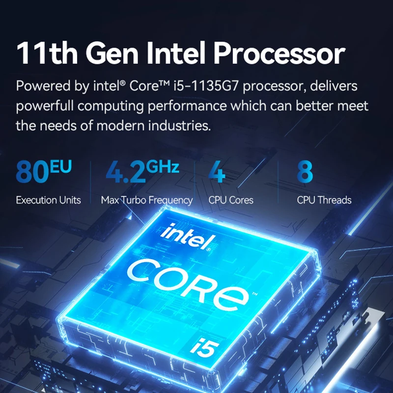 คอมพิวเตอร์ขนาดเล็กอุตสาหกรรมที่ไม่มีพัดลม Intel i5-1135G7 6X COM DB9 RS232/485 8X GPIO อีเทอร์เน็ตคู่รองรับ3G/4G LTE WiFi Windows 11 Linux