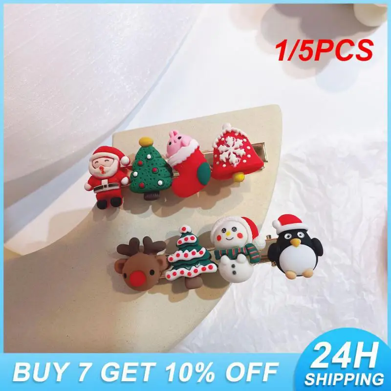 1/5PCS Cartoon Creative Hair Clip Creative Christmas Hairpin For Long Hair Accessories Best Selling Practical Back Of Head Clip