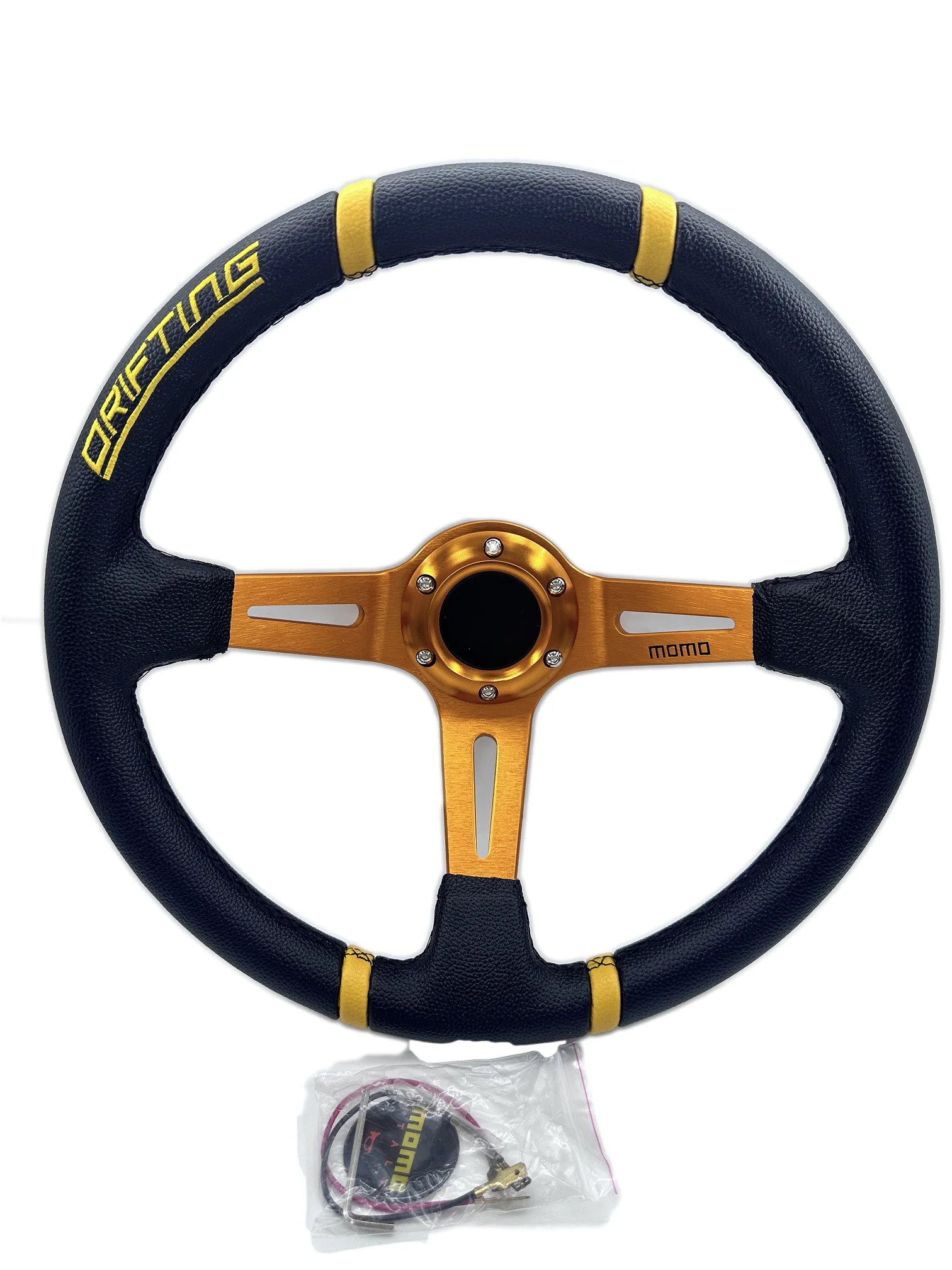Universal 14 inch (350mm) Drift Racing Steering Wheel PVC Leather Sport Steering Wheel Red Spoke Mo20S02191-25