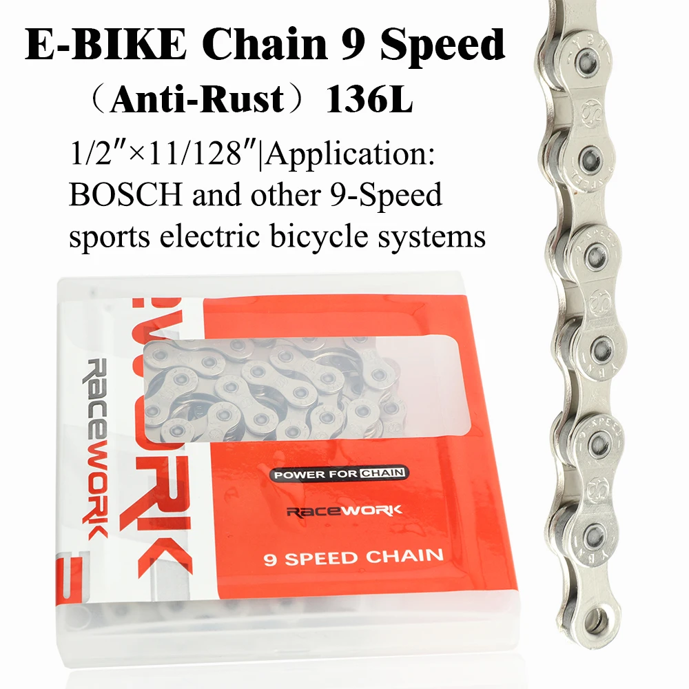 E-Bike Chain 8 9 10 11 12 Speed Electric Sport Bicycle Chains 136 Links Anti-Rust Ebike Parts With Magic Buckle