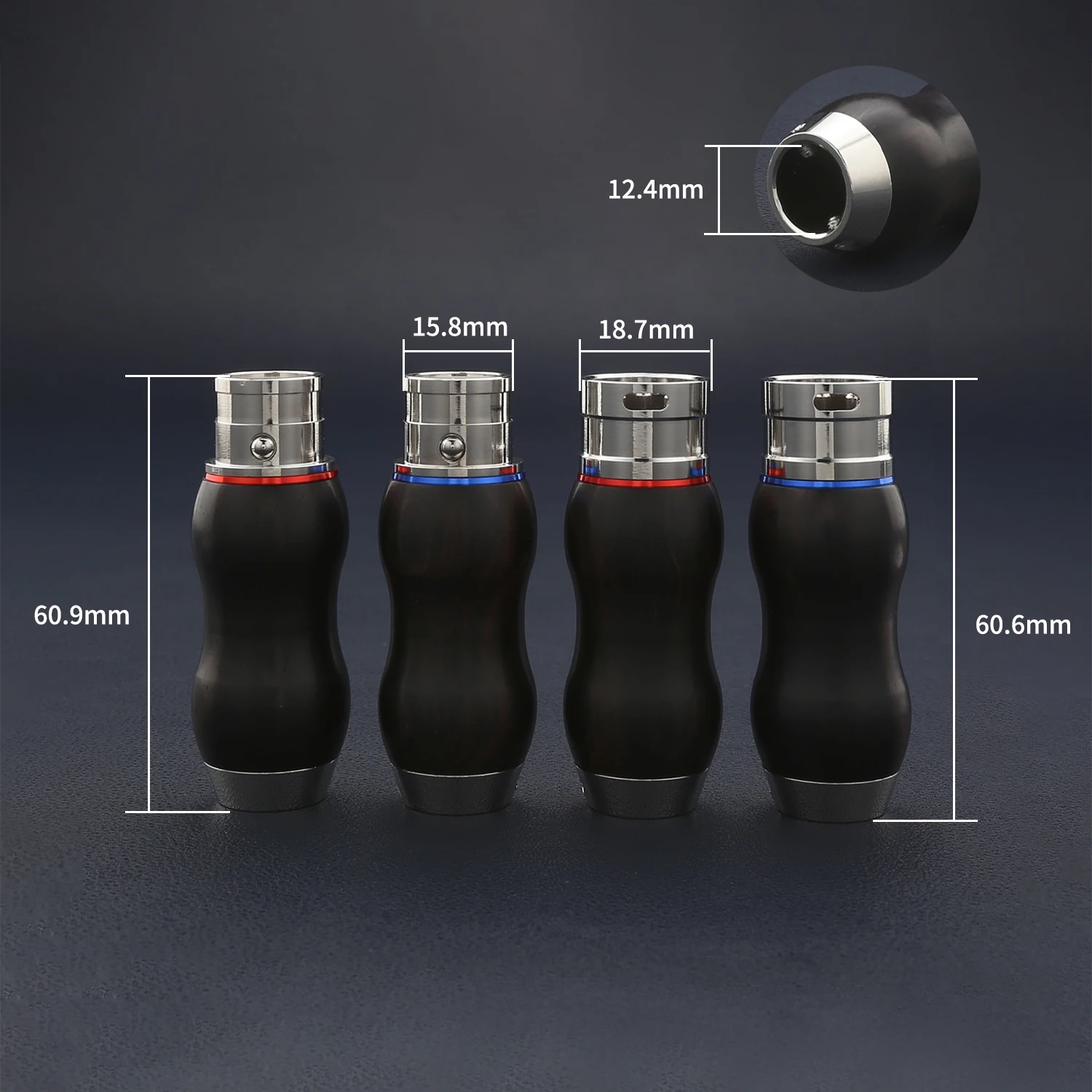Set of 4 Ebony XLR Balanced Plugs 3-Pin Male And Female Connectors Audio Equipment Accessories with 12mm Diameter