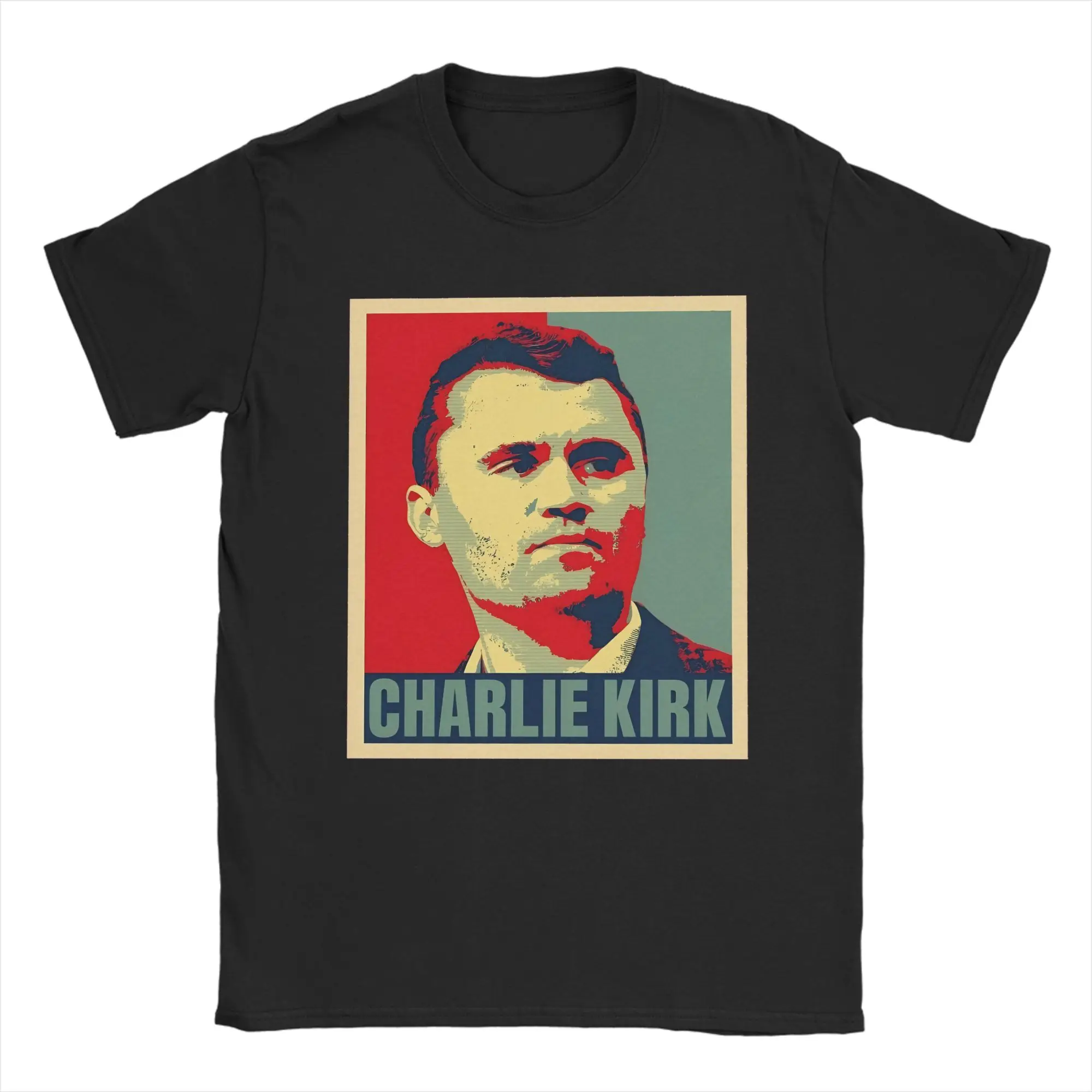 

Funny Charlie Kirk Hope Poster T-Shirt for Men Round Neck Pure Cotton T Shirt Short Sleeve Tee Shirt Summer Clothing