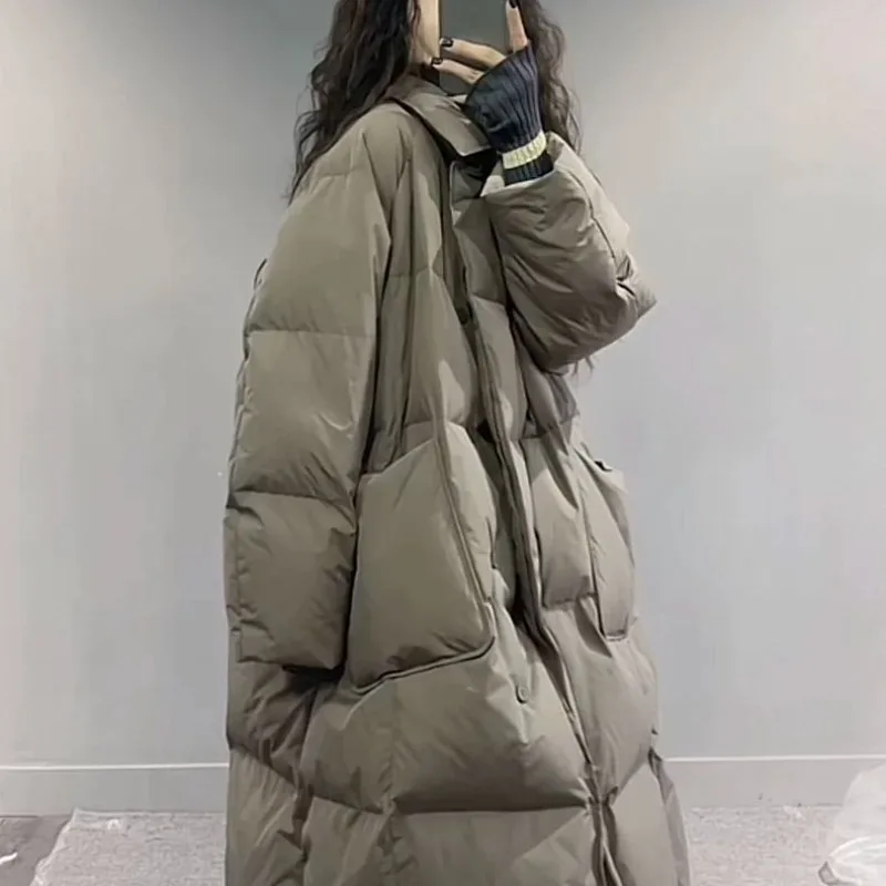 New National Standard Down Jacket Women's Fall Winter Large Size High-quality Long Loose Coat Thick  High Appearance Level Coats