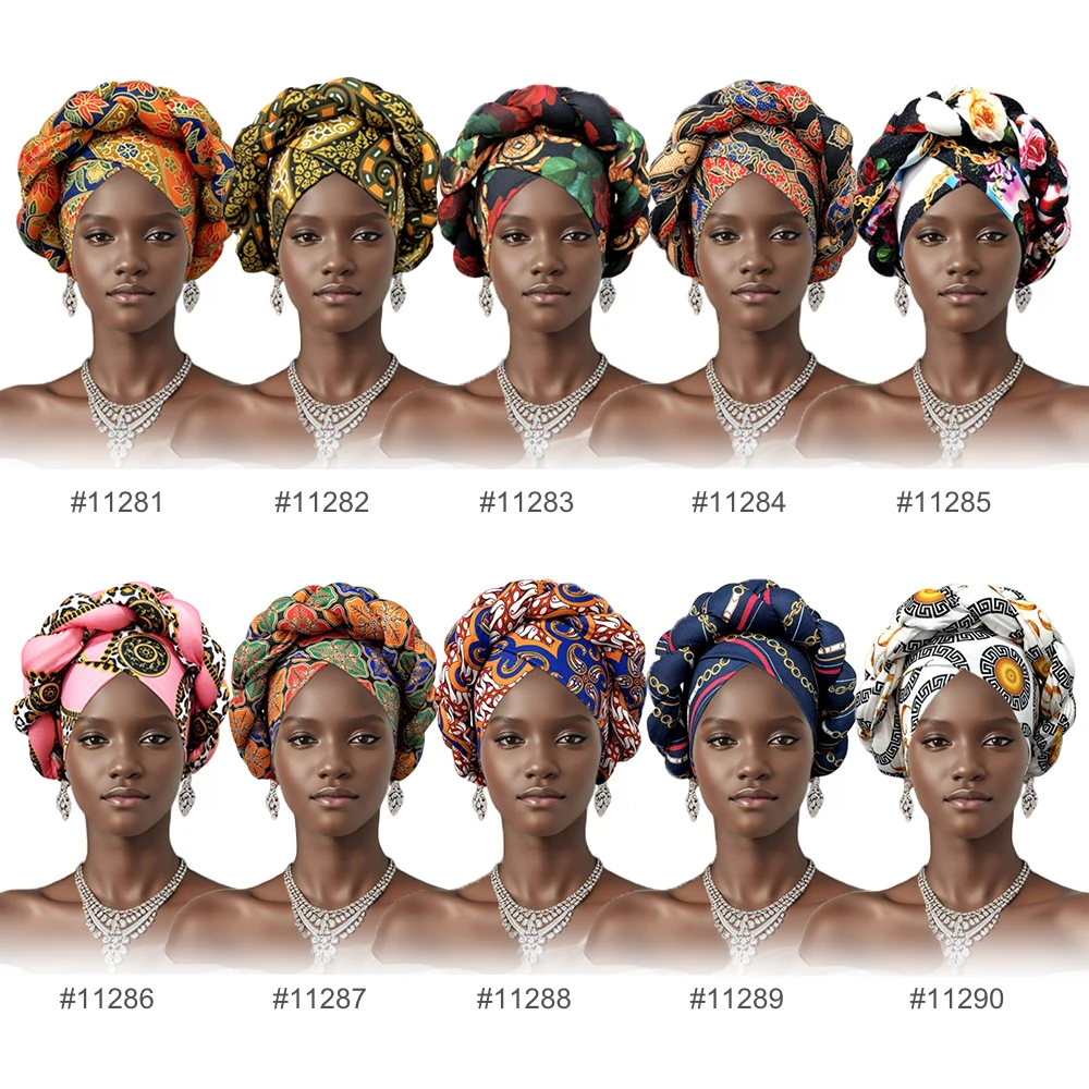 African Headtie Bonnet Hat Turban for Women Muslim Head Wrap Nigerian Scarf Braid Hijab Femme Chemo Caps Cover