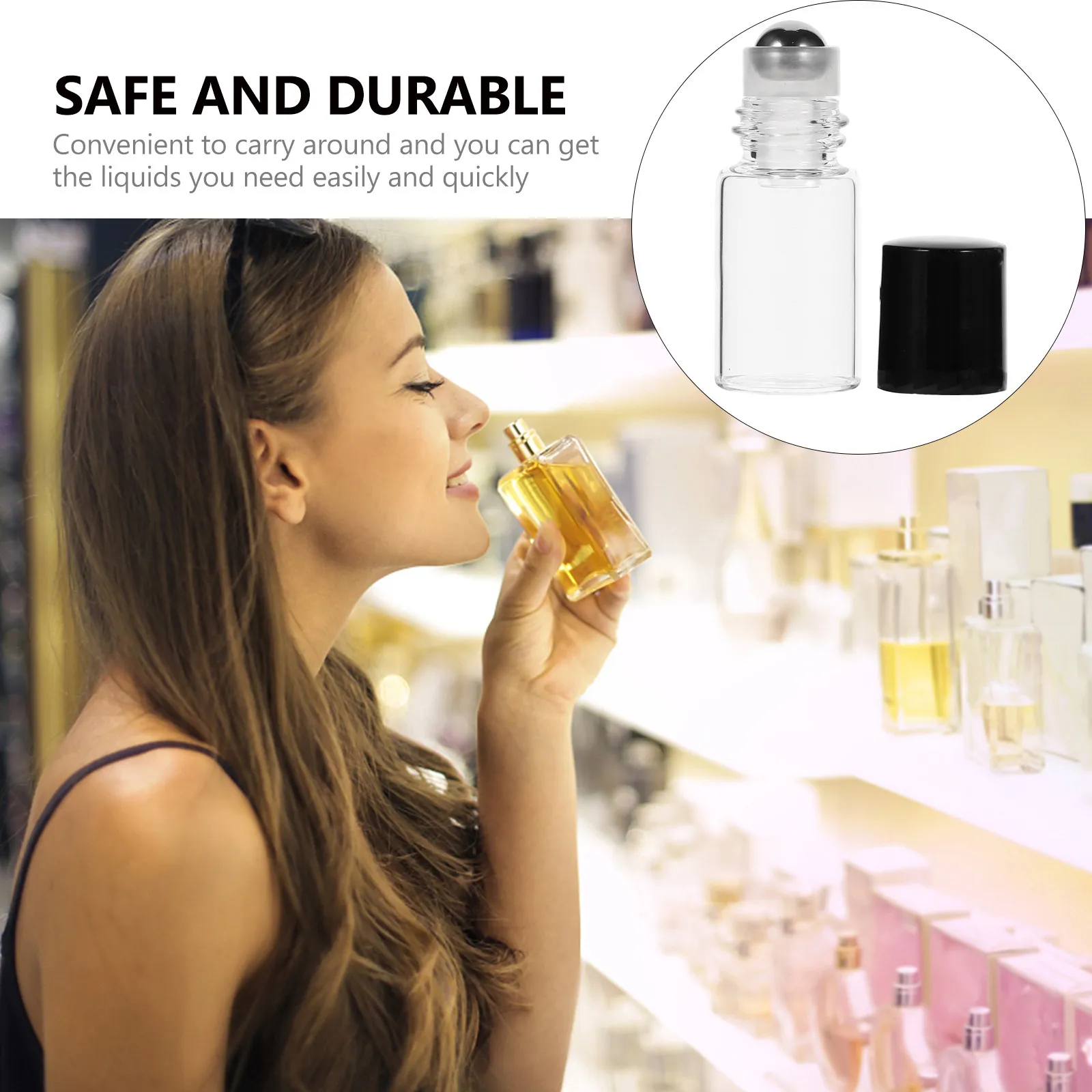 

25 шт. многоразовых стеклянных флаконов-роллеров, пустые флаконы для эфирных масел, компактный массажный роллер, герметичные, для путешествий, для парфюмерии