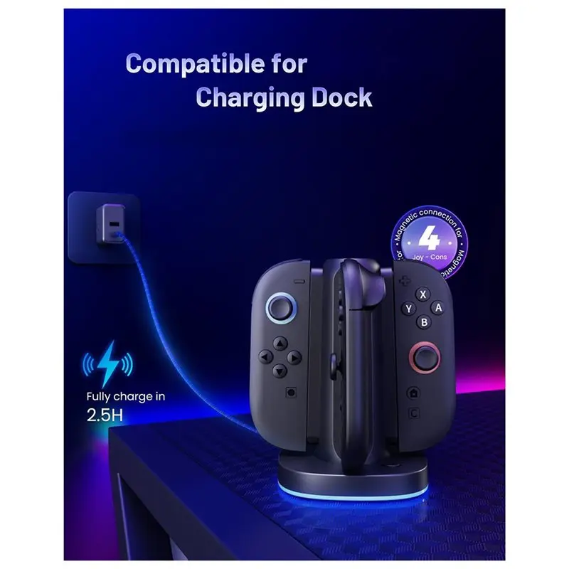 A96T Grip For Switch 2 Charging Dock For Switch Joycon Station RGB Fast Charge Accessories