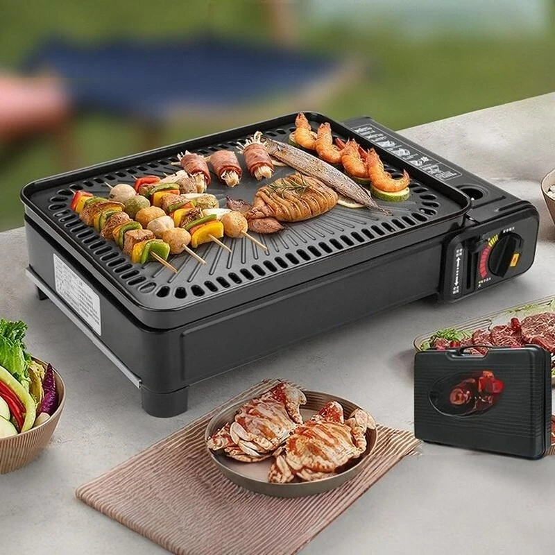 Lightweight Compact Windproof LPG Gas Stove, Portable Outdoor BBQ Grill for Skewers Picnic Backyard Home Cooking
