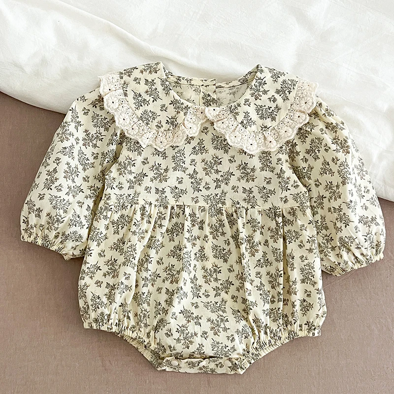 2025 New Spring 0-24M Children Clothes Korean Style Newborn Baby Girls Bodysuits Long Sleeved Cotton Print Infant Baby Jumpsuit image 2