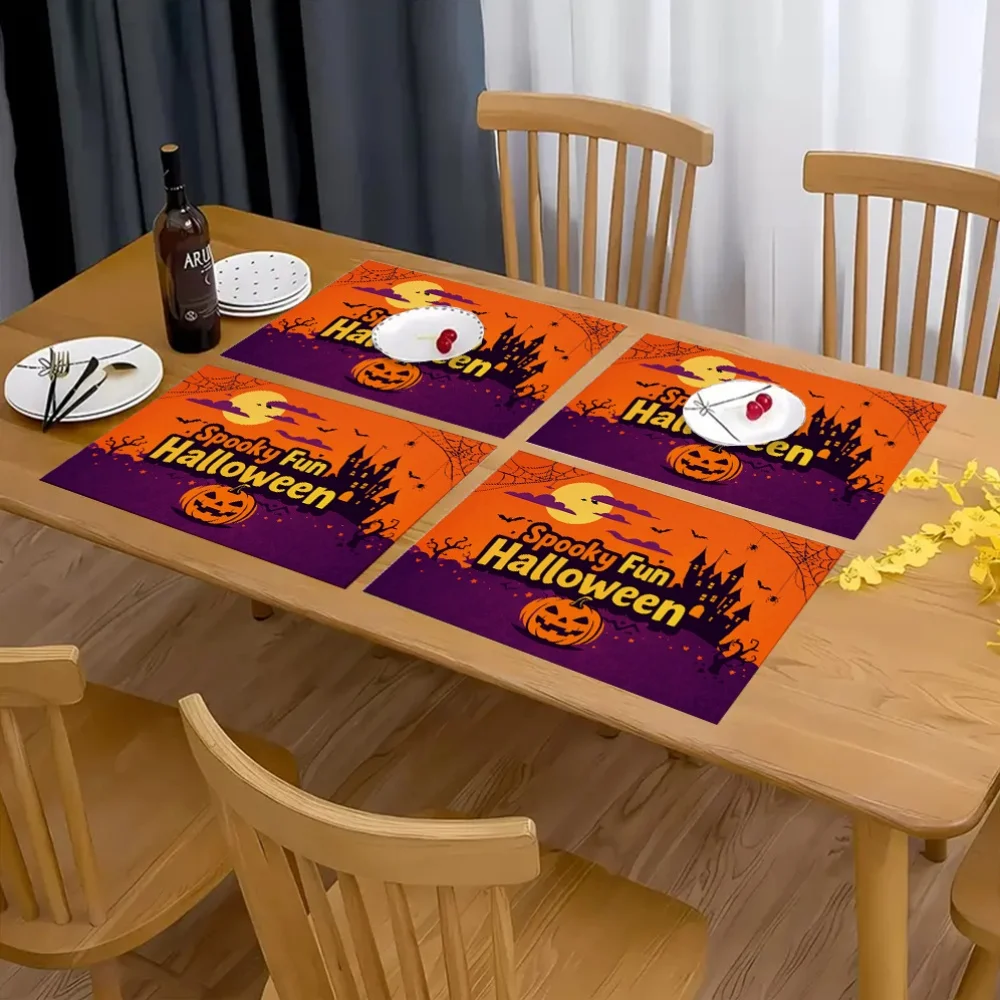 1 pc Spooky Fun Halloween Placemats for Kitchen Dining Table Coffee Table Mats for Home Decoration, Holiday Party Gift - view 4