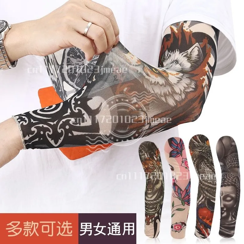 Tattoo Arm Sleeves for Men Women, UV Sun Protection Sleeves, Cycling Driving Arm Covers, Chinese Style Outdoor Sleeves