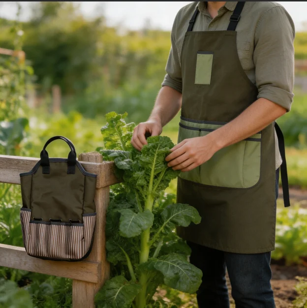 Waterproof Gardening Apron Set with Tool Bag Oxford Material for Beach Outdoor Activities Large Storage 38x25cm 55x45cm