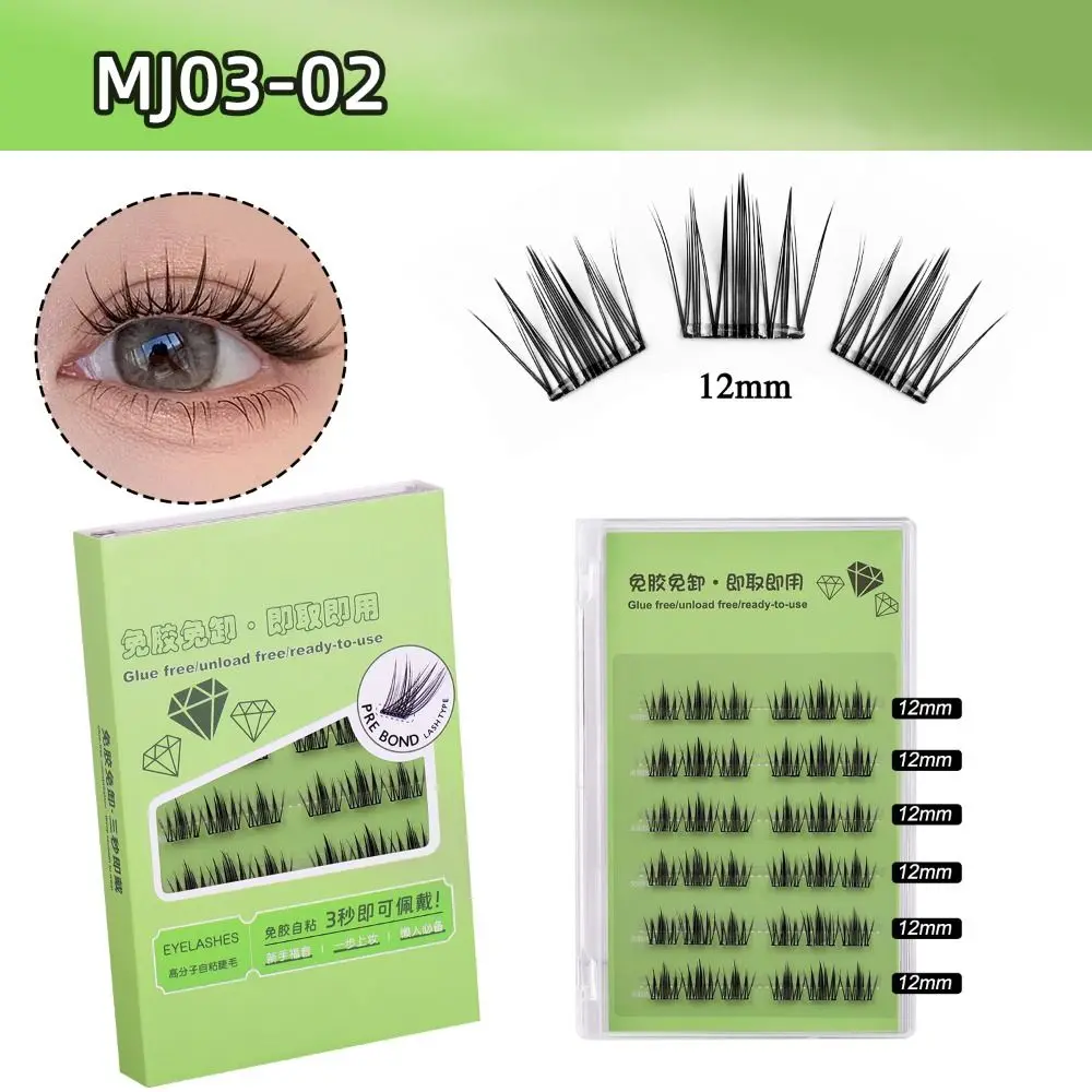 Lash macio reutilizável auto-adesivo, auto-adesivo, Press-on Clusters individuais, cílios sem cola, DIY