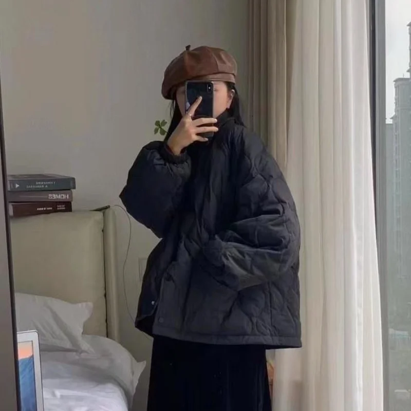 Baggy Parkas Frauen Koreanische Mode Winter Verdicken Lila Kleidung Куртка Зимняя Minimalistischen Alle-spiel Preppy Studenten Harajuku Ins